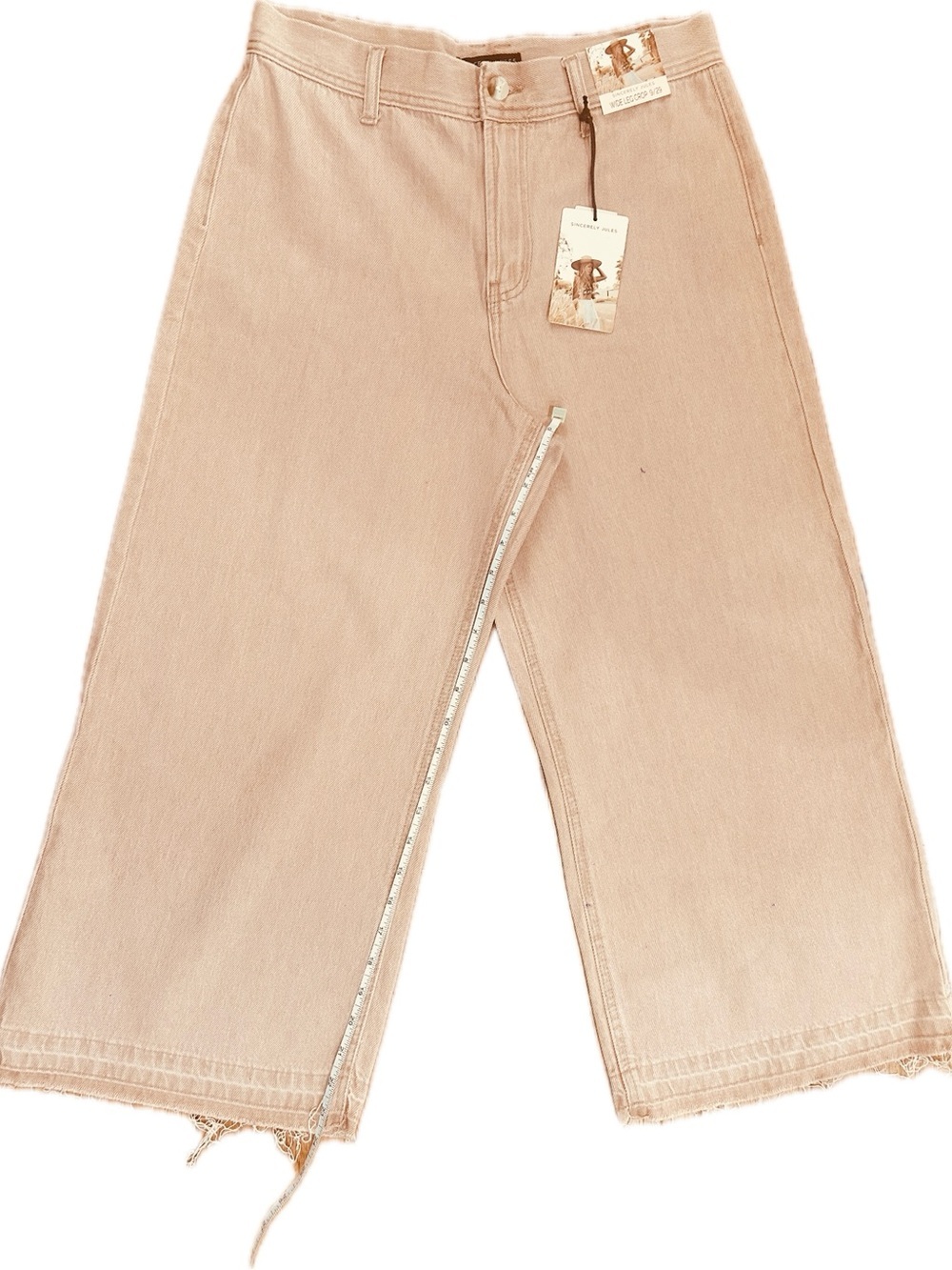 NWT Sincerely Jules SZ 9/29 Pink Salmon colored Cropped Jeans/Waist 29”-32” - Picture 5 of 7